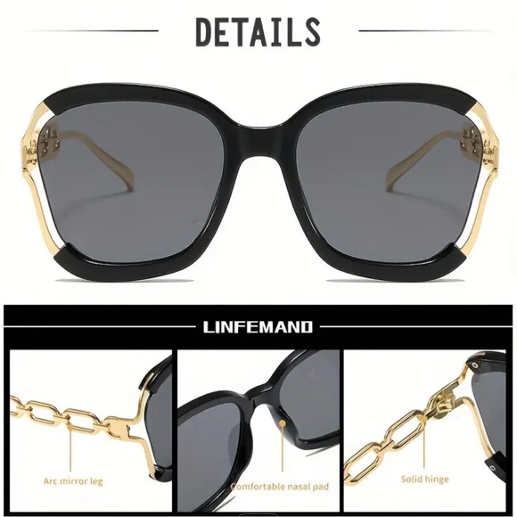 Luxurious Green and Gold Oversized High Quality Sunglasses - Picture 2 of 5